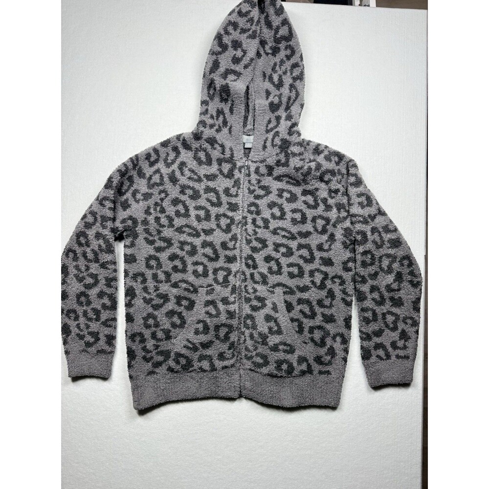Barefoot Dreams CozyChic Barefoot In The Wild Leopard Hoodie Gray Black Size M